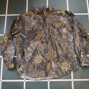 Source Unknown Men's Camo Button-Down Shirt - Green, Brown, Black